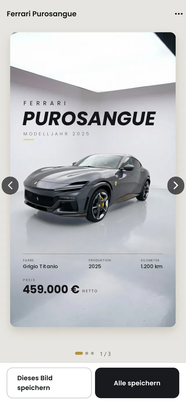 Ferrari Purosangue mit Text-Vorlage und Preis