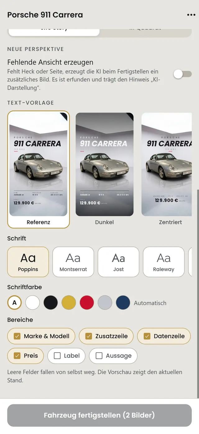 Text-Vorlage: Layout, Schrift und Farbe wählen